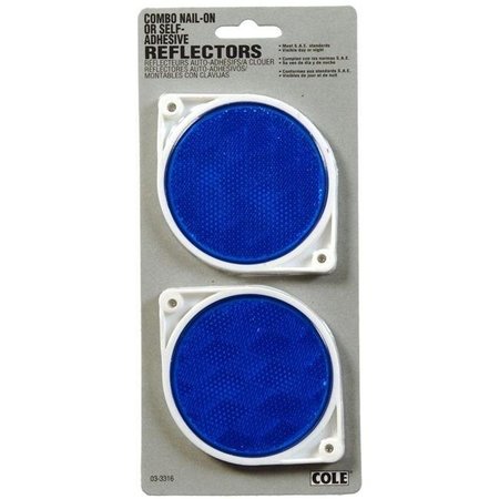 HILLMAN Hillman Group 844011 3 in. Adhesive Circle Reflectors  Blue - 1 6 Piece 844011